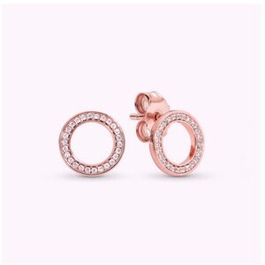 Pandora Sparking Rose Gold Circle Stud Earrings